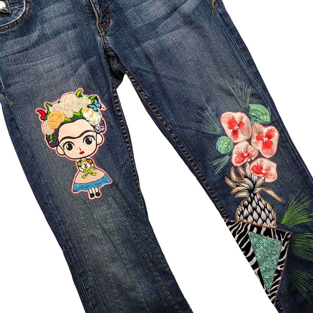 Frida in the Jungle Handmade Upcycled Jeans